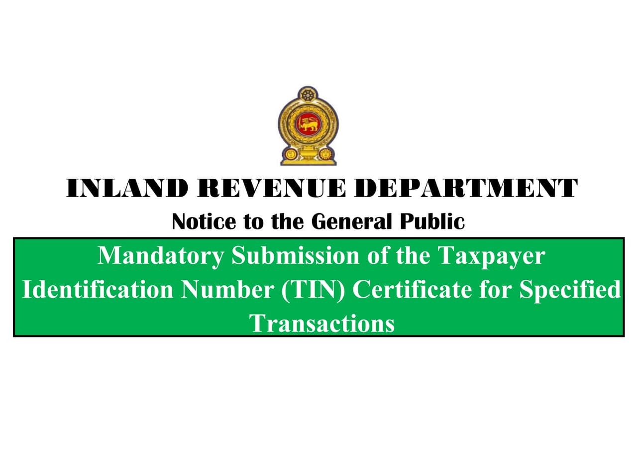 IRD Enforces Mandatory TIN Certificate Submission for Specified Transactions Starting November 01