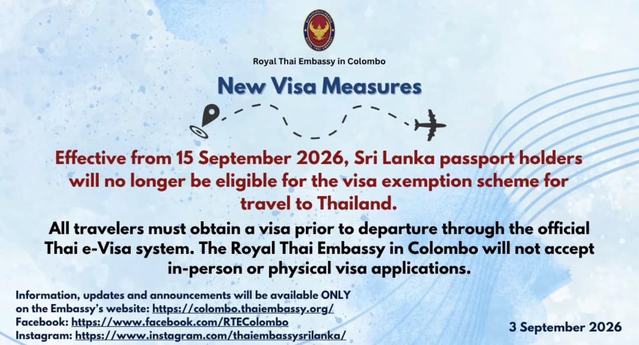 No More Visa-Free Trips to Thailand: Essential New Rules for Sri Lankan Tourists